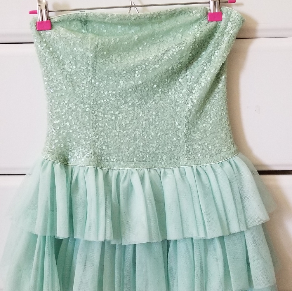 Forever 21 Sequin Tiered Ruffle Strapless Mermaid Dress.